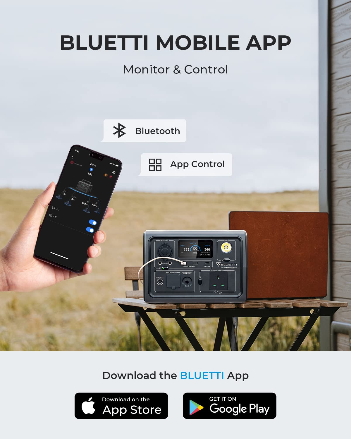 BLUETTI EB3A Portable Power Station, 268Wh LiFePO4 Power Station Battery Backup w/ 2 600W (1200W Surge) AC Outlets, Recharge from 0-80% in 30 Min., Solar Generator for Outdoor Camping