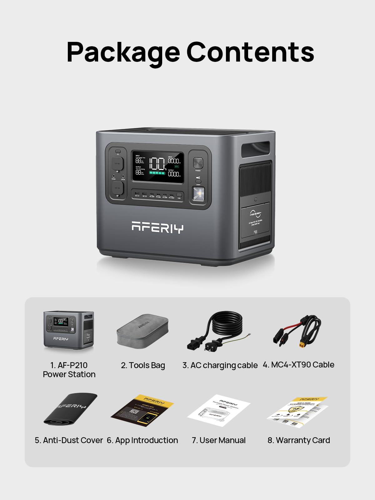 AFERIY Portable Power Station 2400W, 2048Wh Power Station LiFePO4 Backup Battery, Quick Charge in 1.5H, 240V AC Outlets, UPS, Solar Generator, Electric Generator for RV/Camping/Home, 7-Year Warranty