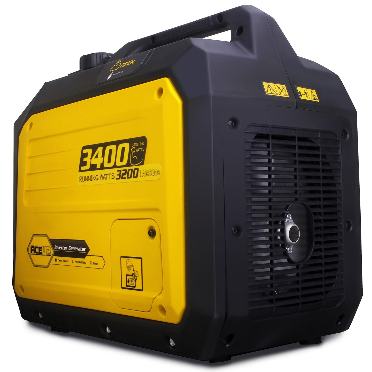 Aceup Energy 3400 Watt Portable Inverter Generator, Petrol Powered Pure Sine Wave Generator Silent for Home, Camping, RV, EURO-V, CE