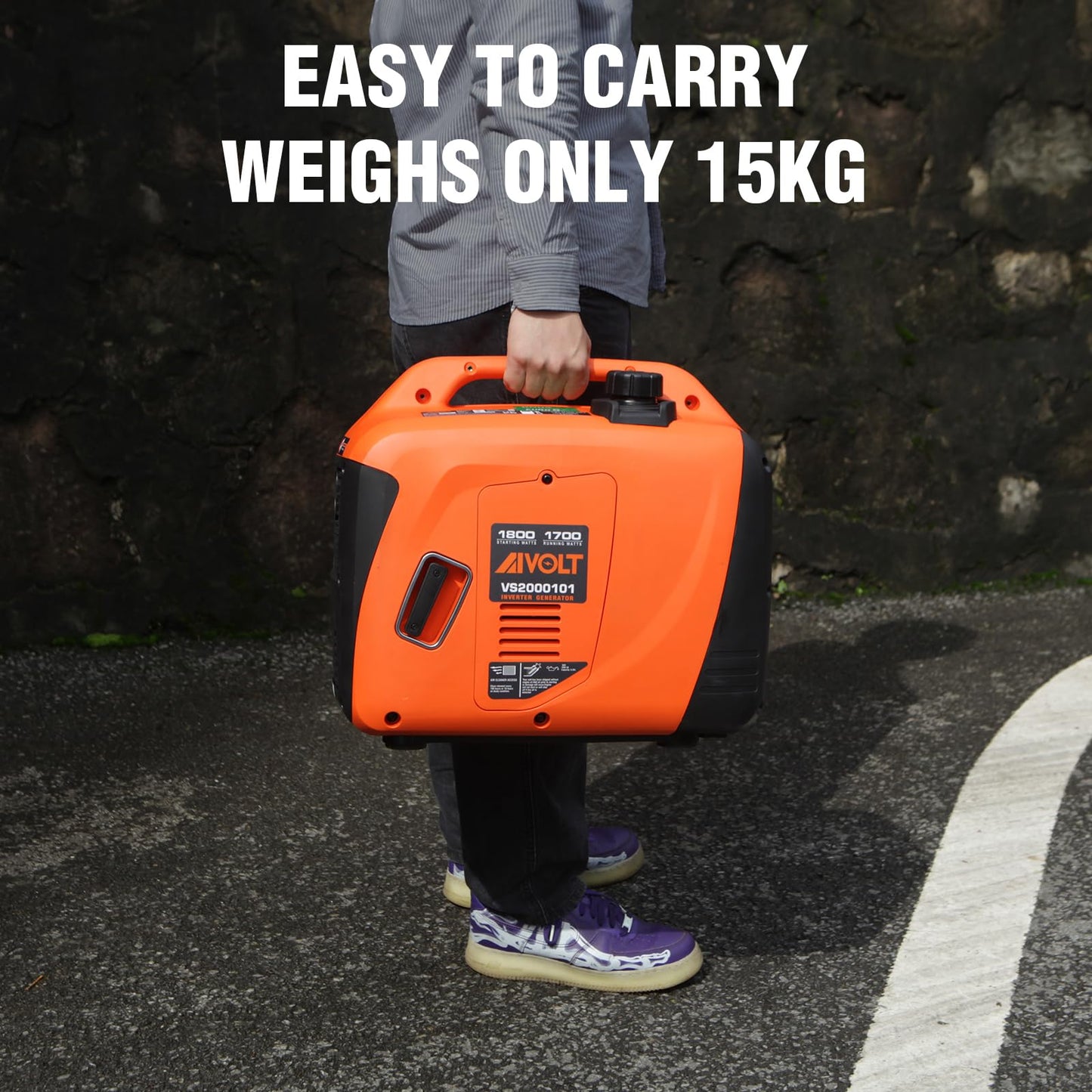 AIVOLT 1800W Petrol Inverter Generator 4 Stroke 80cc Engine Portable Silent Generator for Camping, Jobsites, Home Use-Pure Sine Wave, Super Lightweight