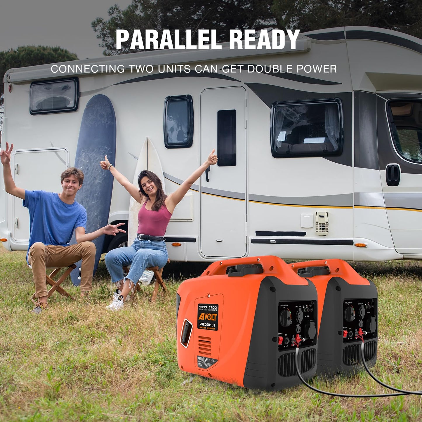 AIVOLT 1800W Petrol Inverter Generator 4 Stroke 80cc Engine Portable Silent Generator for Camping, Jobsites, Home Use-Pure Sine Wave, Super Lightweight